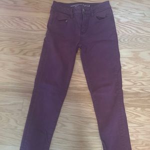 American Eagle Maroon Hi-Rise Jegging